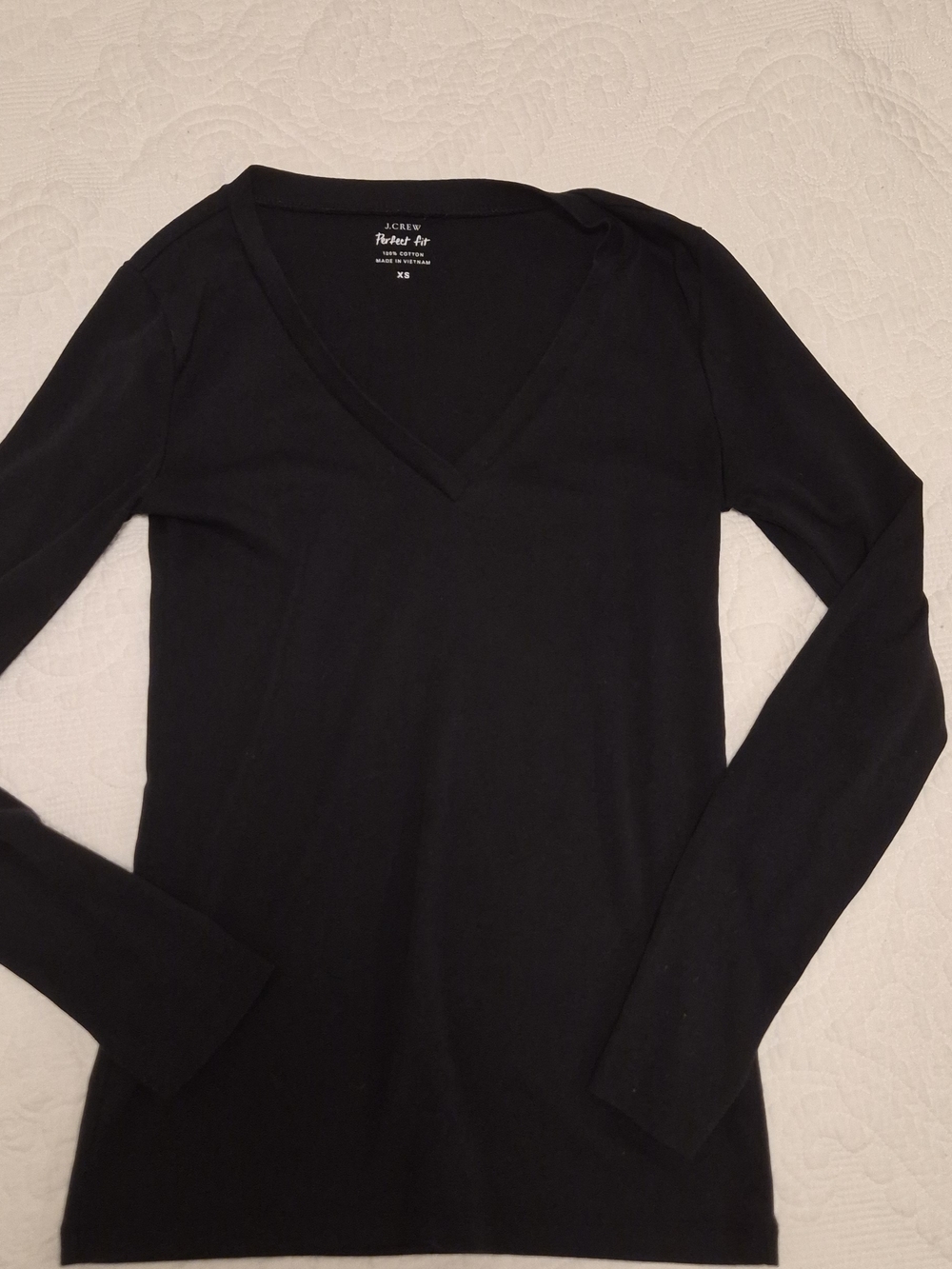 J. Crew Black V-Neck Long Sleeve Top